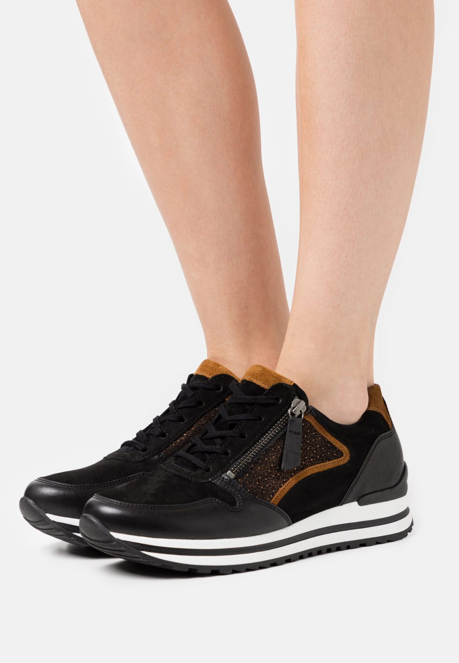 Gabor Comfort Sneakers Laag - Schwarz/Bronce/Camel 3 Gabor Comfort Sneakers Laag - Schwarz/Bronce/Camel