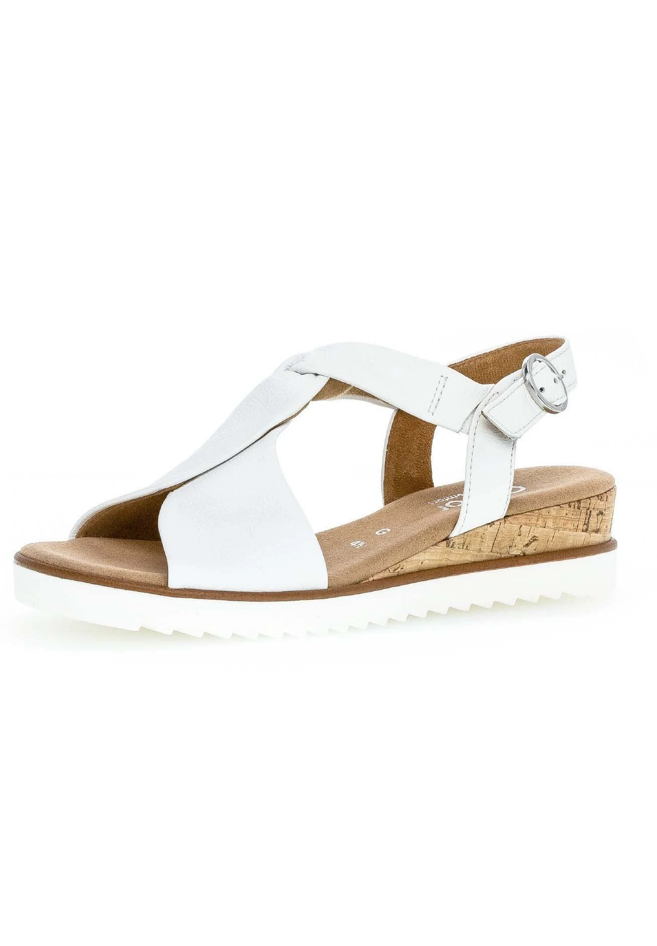 Gabor Comfort Sandalen Met Sleehak - Weiss Kork/Offwhi 3 Gabor Comfort Sandalen Met Sleehak - Weiss Kork/Offwhi