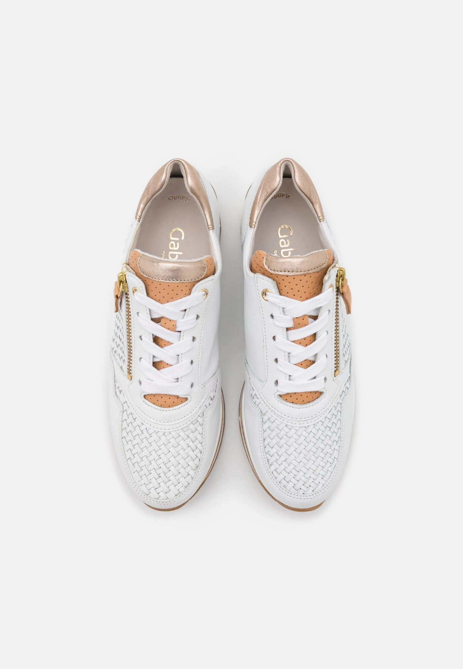 Gabor Comfort Sneakers Laag - Weiß/Champagne/Natur 8 Gabor Comfort Sneakers Laag - Weiß/Champagne/Natur - Afbeelding 6